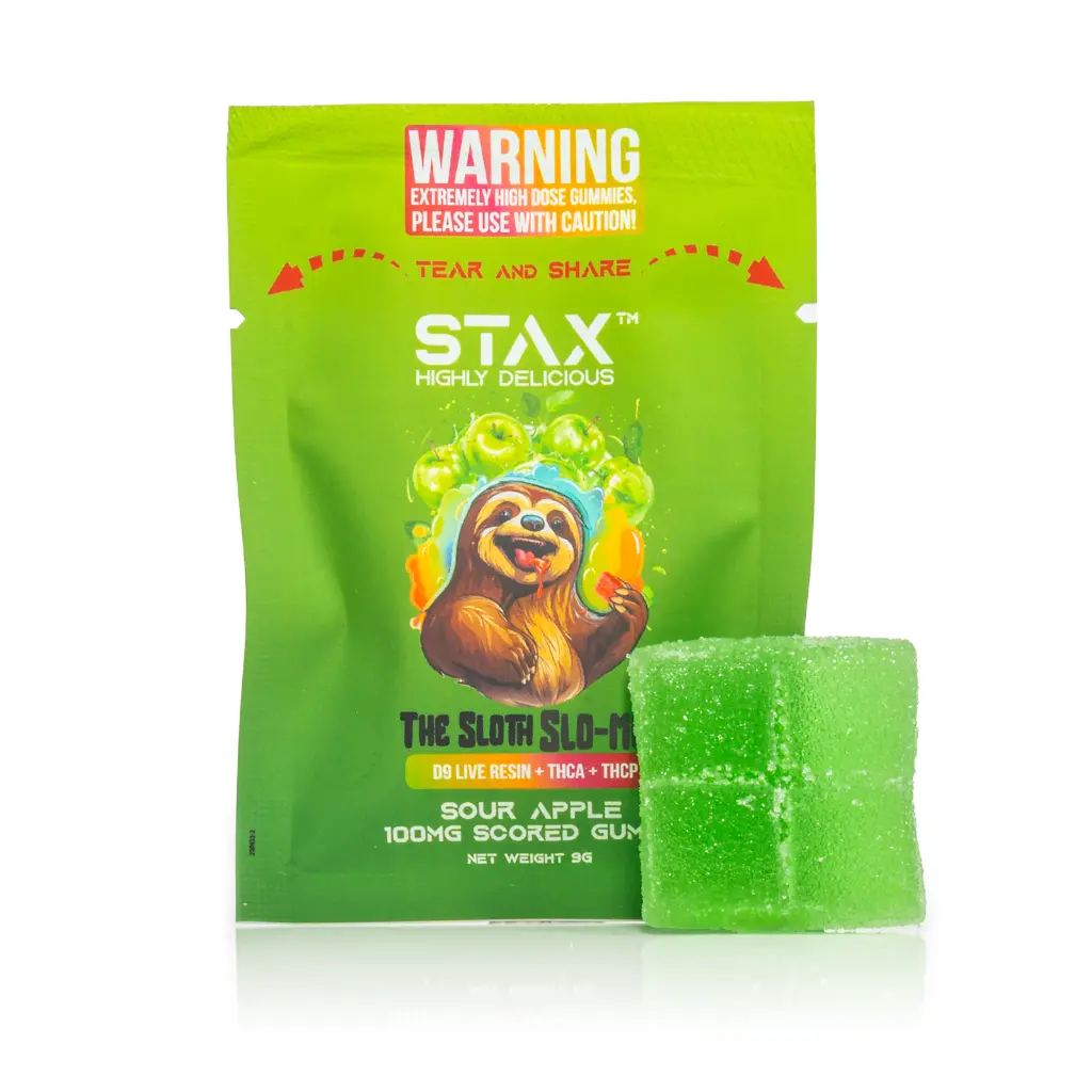 Stax - Gummies - 100mg - Sloth - Sour Apple - Front #1.webp