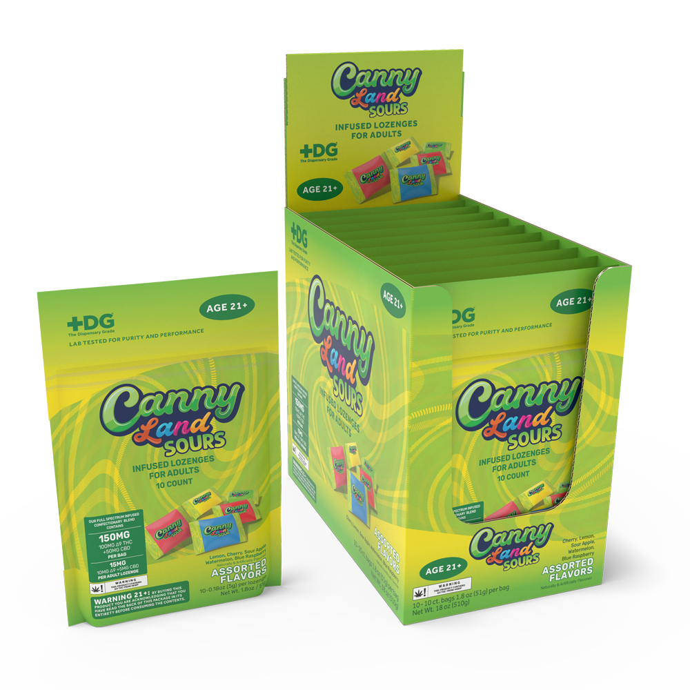 10 ct POS CannyLand Sours Adult Lozenges x 15mg Assorted Flavors