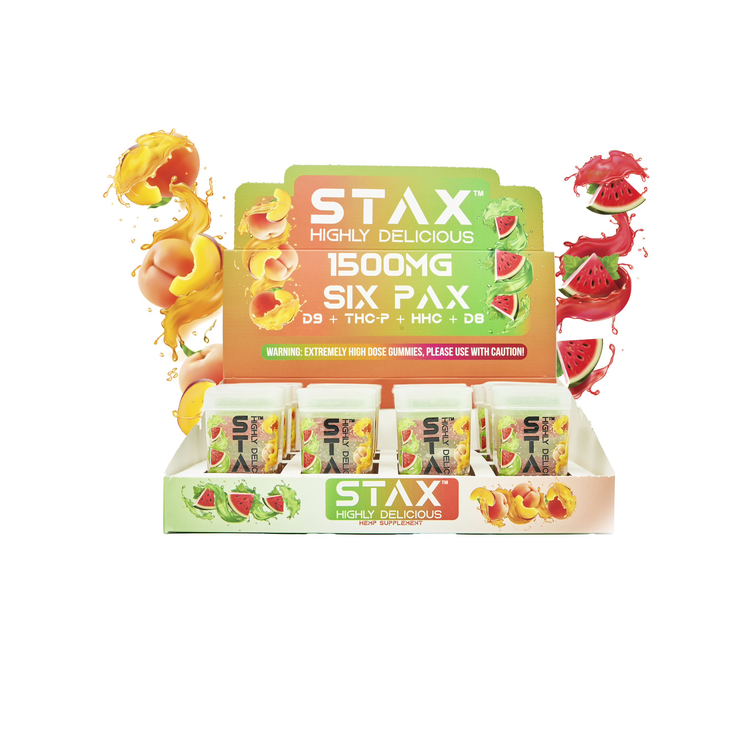 12 ct POS STAX Six Pax 1500mg Watermelon OG x Peach Mimosa 