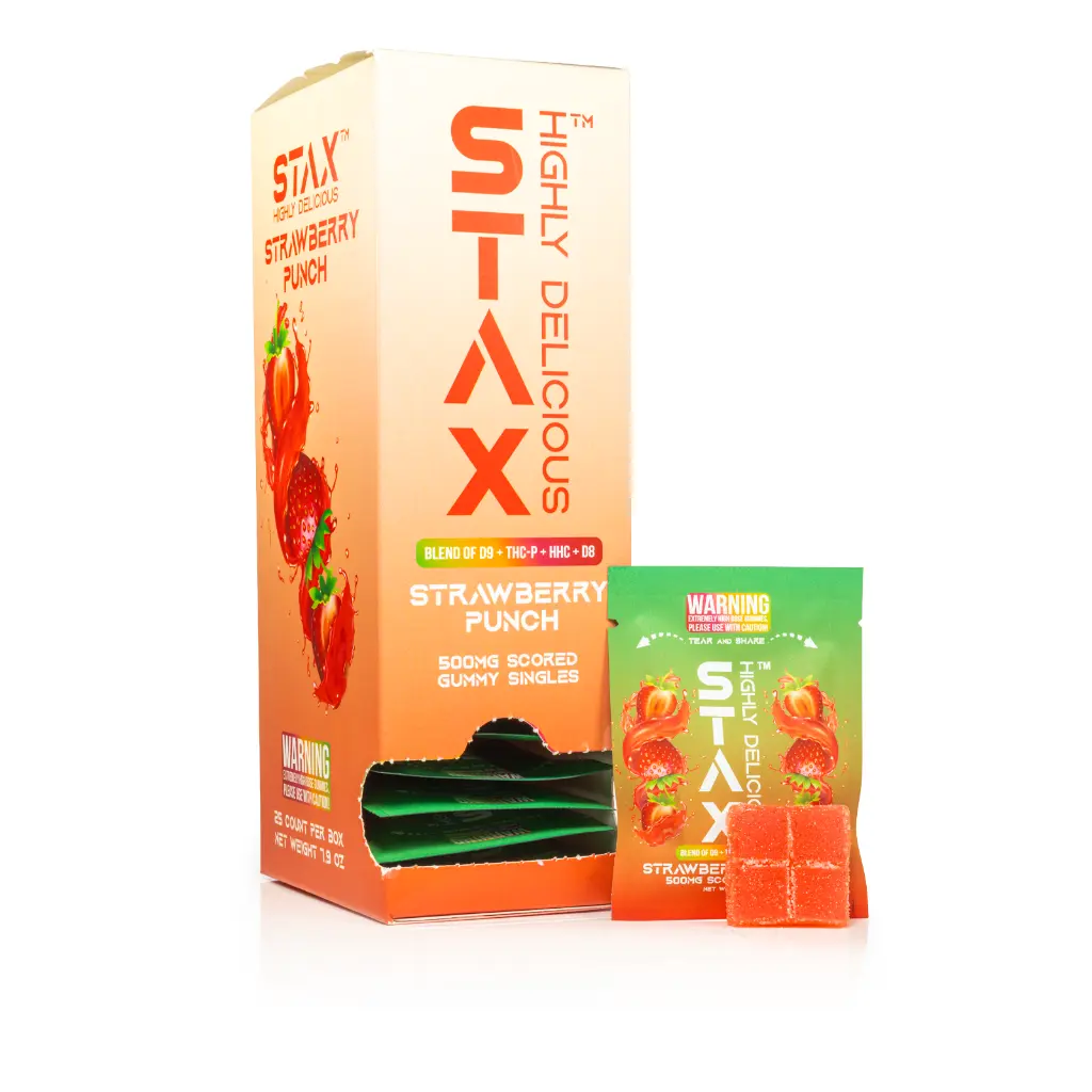 25 ct POS STAX Tower x 500mg Strawberry Punch