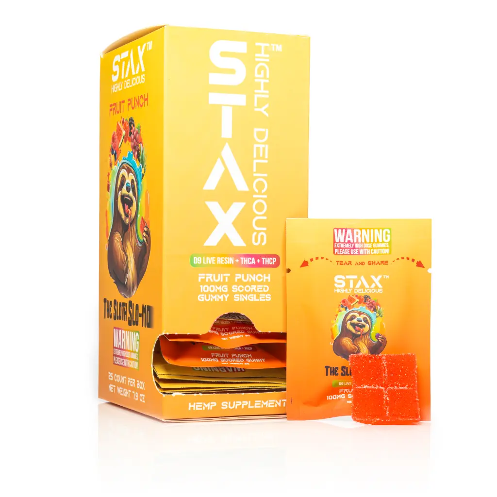 25 ct POS STAX Tower Sloth x 100mg Fruit Punch